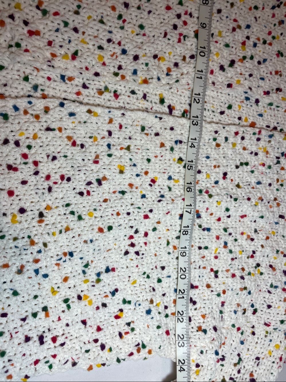moon & madison White Crochet Cardigan with Multicolor Speckles - Picture 5 of 7
